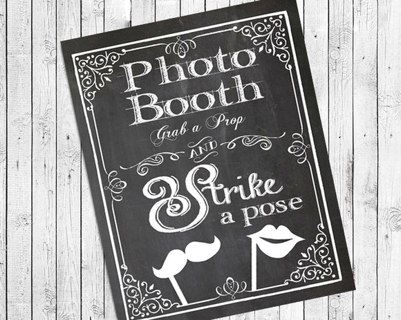 Rustic Look PHOTO BOOTH, Instant Download 8x10 Printable Wedding Reception Sign - J & S Graphics