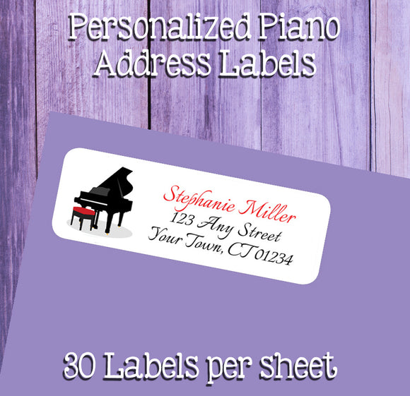 PIANO Address Labels, Return Address Labels, Music Teacher, Pianist