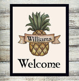 Personalized Pineapple Welcome Design Wall Decor Art Print -No Frame - 8x10 - J & S Graphics
