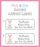 Adorable Pink and Blue Bunnies ADDRESS Labels, Personalized - J & S Graphics