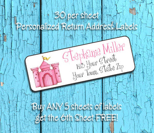 Personalized PINK CASTLE Return ADDRESS Labels - J & S Graphics