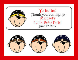 Personalized PIRATE Boy Birthday Party Labels for Mini Bubbles, Favors or Address Labels - J & S Graphics
