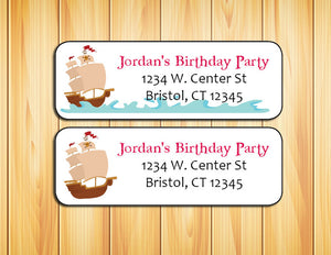 Personalized PIRATE SHIP Birthday PARTY Address Labels, Return Address Labels - J & S Graphics