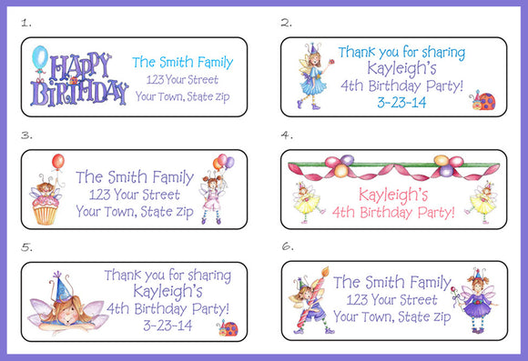 Personalized PIXIE FAIRY Birthday PARTY Address Labels, Return Address Labels - J & S Graphics