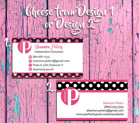 Personalized PERFECTLY POSH Consultant Business Cards - DIGITAL FILE - NEW POSH LOGO - J & S Graphics