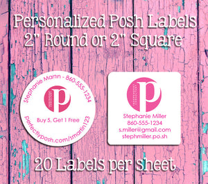 Personalized Perfectly Posh Consultant 2" Round or 2" Square Labels - J & S Graphics