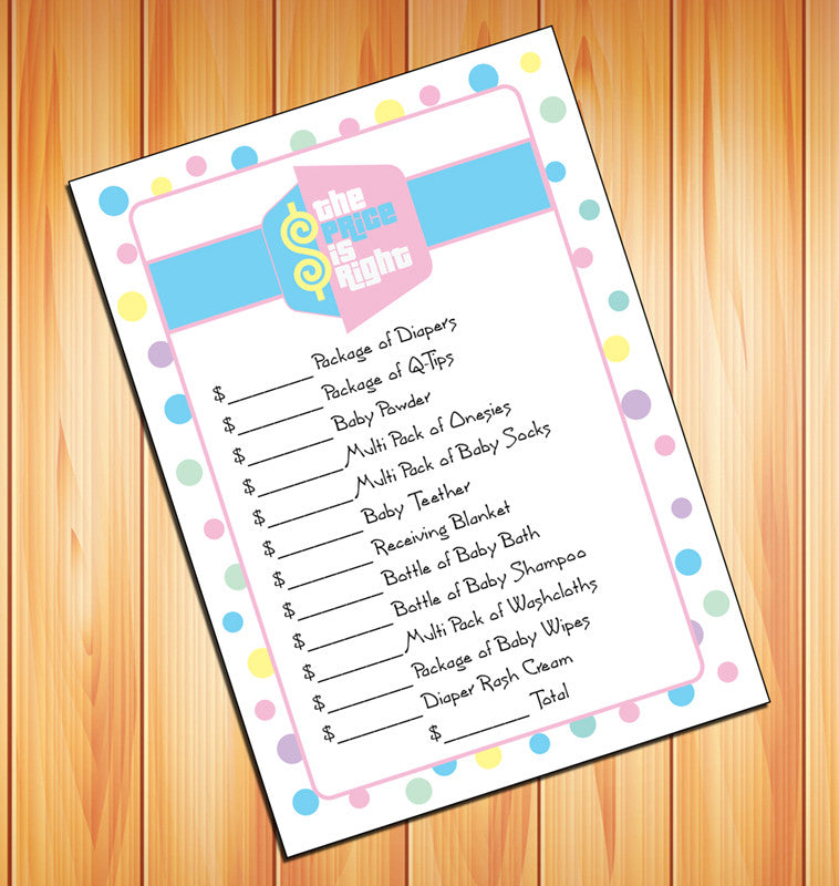 The PRICING GAME Baby Shower GAME - Instant Download - Baby Shower - G