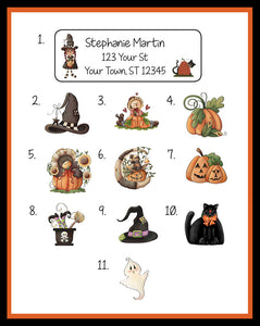 Personalized Prim Tole AUTUMN and HALLOWEEN Design Return Address LABELS - J & S Graphics