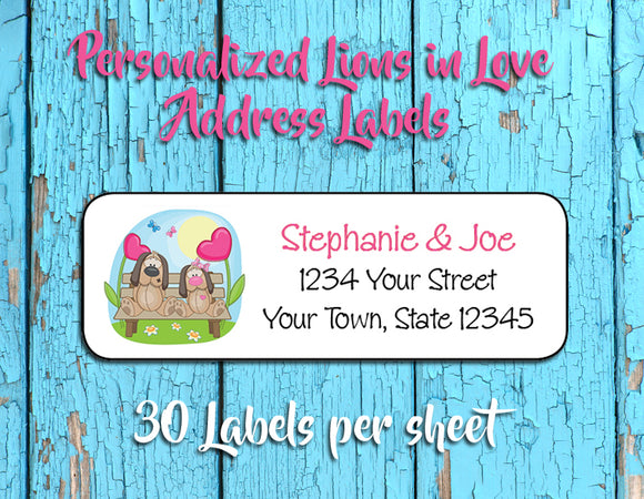 Personalized PUPPY LOVE Address Labels, Return Address Labels, Wedding, Newlyweds - J & S Graphics