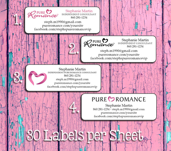 Personalized PURE ROMANCE Catalog or Address LABELS, Home Parties - J & S Graphics