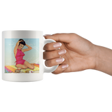1940's Pin-up Girl at the Beach Bettie Page look COFFEE MUG 11oz or 15oz