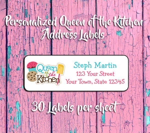 Personalized QUEEN of the KITCHEN Return ADDRESS Labels - J & S Graphics