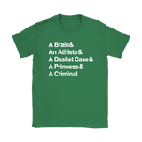 Breakfast Club Names Women's T-Shirt - J & S Graphics