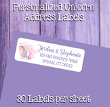 RAINBOW UNICORN Address Labels and or Matching Seals, Sets of 30, Personalized Labels