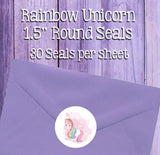 RAINBOW UNICORN Address Labels and or Matching Seals, Sets of 30, Personalized Labels