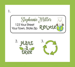 Personalized RECYCLE Address LABELS Save the Earth, Plant a Tree Return Address Labels, Sets of 30 - J & S Graphics