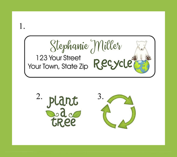 Personalized RECYCLE Address LABELS Save the Earth, Plant a Tree Return Address Labels, Sets of 30 - J & S Graphics