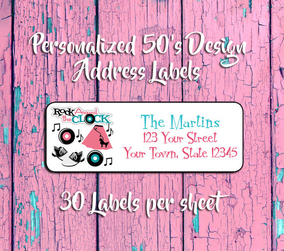 Personalized ROCK AROUND the CLOCK Return ADDRESS Labels - J & S Graphics