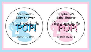 Personalized 2" Round Ready to POP BABY SHOWER Labels / Stickers for Popcorn Favors - 20 per sheet - J & S Graphics