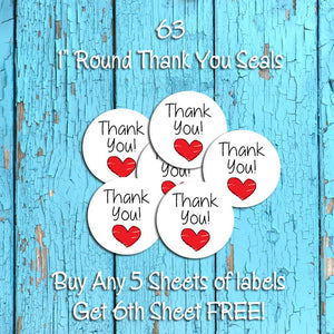 Thank You 1" Round Order Packaging Business Labels, 63 per sheet - J & S Graphics