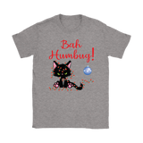 Bah Humbug! Grumpy Kitty Cat tangled in Christmas Lights Women's T-Shirt