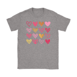 Sketchy Hearts Women's T-Shirt, Love, Pink and Gold Hearts