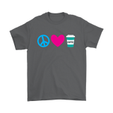 Peace, Love, and Coffee Short Sleeve Men's T-shirt - J & S Graphics