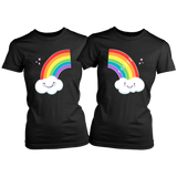 Matching Couples RAINBOW Women's Short Sleeve T-Shirts, Love is Love, LGBTQ - J & S Graphics