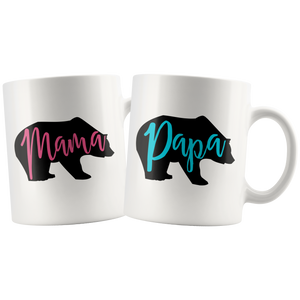 Couples COFFEE MUG Set, Mama Bear and Papa Bear - J & S Graphics