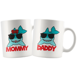 Couples COFFEE MUG Set, Mommy Shark & Daddy Shark Matching Mugs