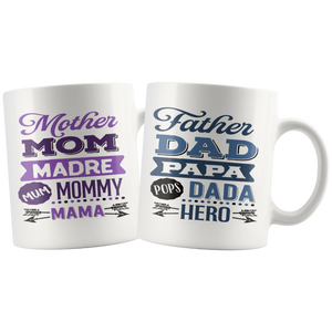 Couples COFFEE MUG Set, MOM & DAD, 11oz Mugs