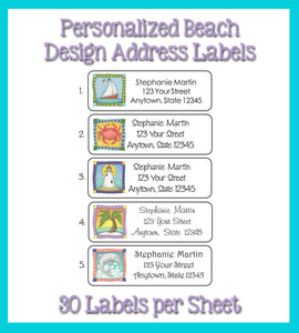 BEACH Return Address Labels Seaside, Beach, Ocean, Personalized - J & S Graphics
