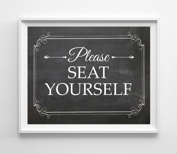 Printable Please Seat Yourself Instant Download Restaurant 8x10 4 Styles to choose from - J & S Graphics