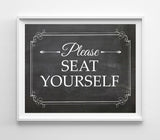 Printable Please Seat Yourself Instant Download Restaurant 8x10 4 Styles to choose from - J & S Graphics