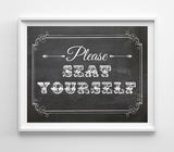 Please Seat Yourself Design Restaurant Print 8x10 4 Styles to choose from - PRINT ONLY - J & S Graphics