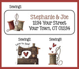 Personalized PRIM SEWING Designs Return Address Labels, Sewing Machine, Love to Sew - J & S Graphics
