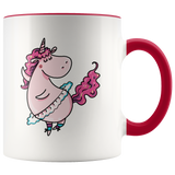 Pink Unicorn in Ballet Tutu Color Accent 11oz Coffee Mug
