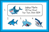 Personalized SHARKS Return Address Labels, Shark - J & S Graphics
