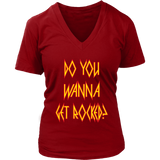 DO YOU WANNA GET ROCKED? Def Leppard Women's V-Neck T-Shirt - J & S Graphics