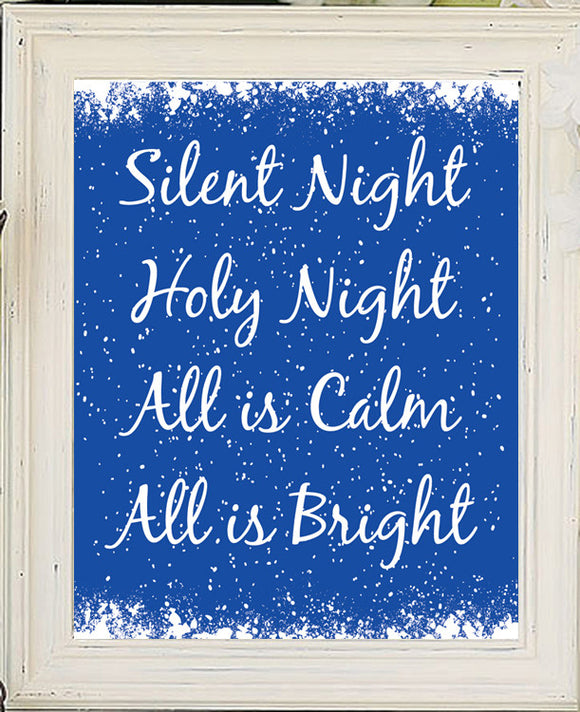 SILENT NIGHT Christmas Decor 8x10 Wall Art INSTANT DOWNLOAD - J & S Graphics