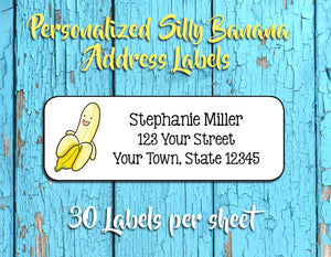 Personalized Silly Smiling Banana Design Return ADDRESS Labels - J & S Graphics