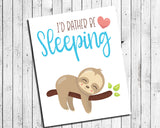 I'D RATHER BE SLEEPING Cute SLOTH INSTANT DOWNLOAD Wall Decor Art Print - J & S Graphics