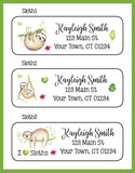 Personalized SLOTH Return Address LABELS, I Love Sloths - J & S Graphics