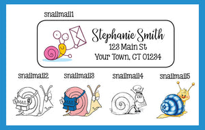 SNAIL MAIL Personalized Address Labels, 30 per sheet, Snails, Happy Mail - J & S Graphics