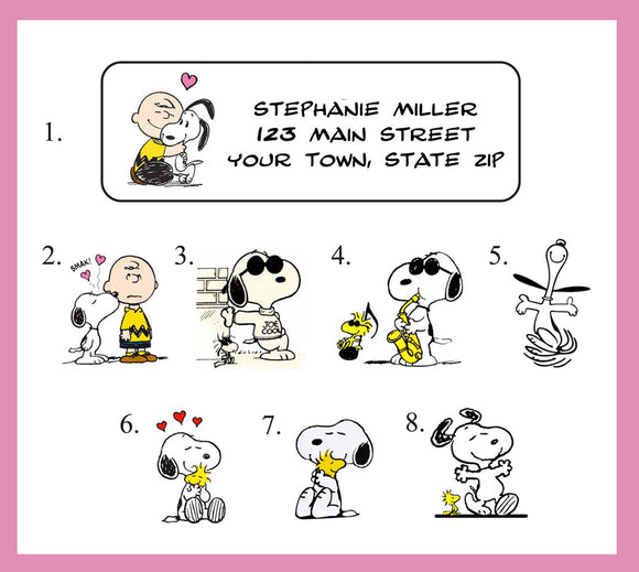 Personalized SNOOPY Return ADDRESS Labels - J & S Graphics