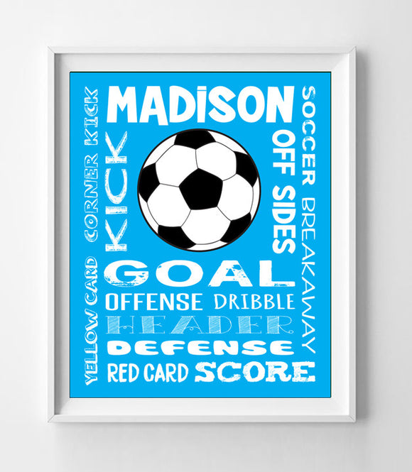 Personalized SOCCER Typography PRINTABLE DOWNLOAD - J & S Graphics