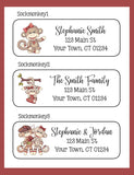 Personalized SOCK MONKEY Return Address LABELS - J & S Graphics