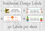SOUTHWEST Designs Personalized Return ADDRESS Labels, Cactus, Dream Catcher, Sets of 30 - J & S Graphics