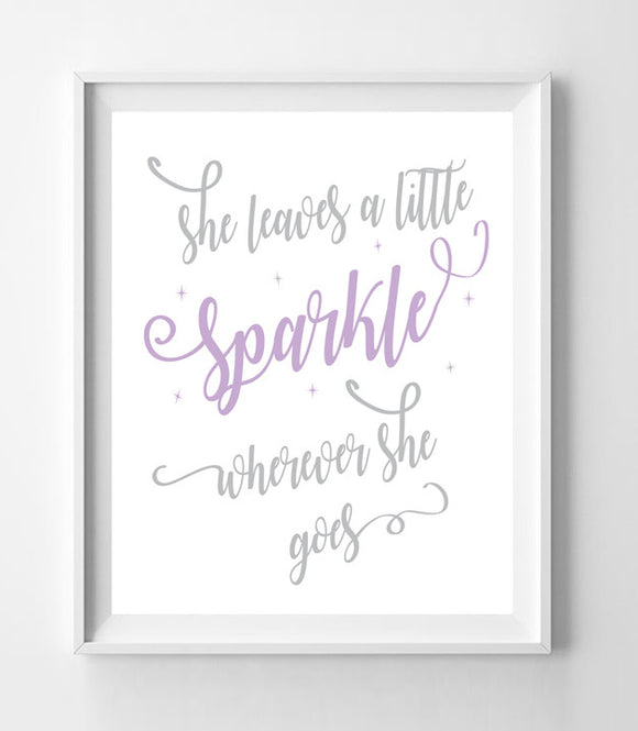 She Leave a Little Sparkle Wherever She Goes Quote 8x10 Wall Art INSTANT DOWNLOAD - J & S Graphics