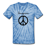 IMAGINE PEACE Unisex Tie Dye T-Shirt, Peace Sign - spider baby blue